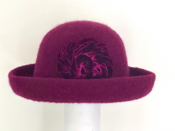 Brimmed Hat with Optional Flower Pin, Plum picture