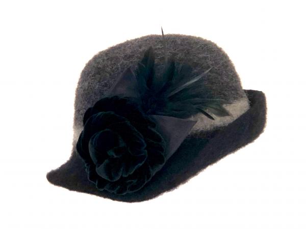 Cloche with Flower Pin, Black/grey