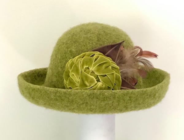 Brimmed Hat with Optional Flower Pin, Celery picture