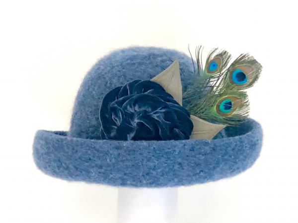 Brimmed Hat with Optional Flower Pin, Denim