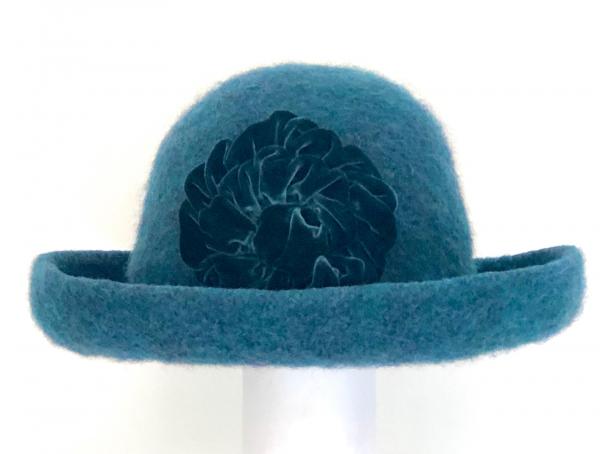 Brimmed Hat with Optional Flower Pin, Teal picture