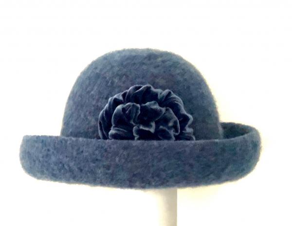 Brimmed Hat with Optional Flower Pin, Denim picture