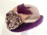 Cloche with Flower Pin, Purple/sand