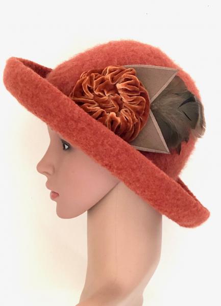 Brimmed Hat with Optional Flower Pin, Brick picture