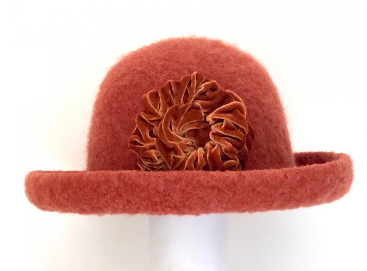 Brimmed Hat with Optional Flower Pin, Brick picture