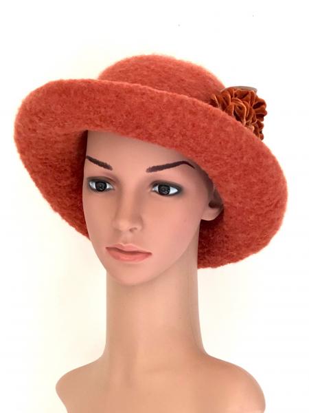 Brimmed Hat with Optional Flower Pin, Brick picture