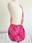 Fuzzy crossbody reverse purse (Pink Ghost Blosses x Puakenikeni green)