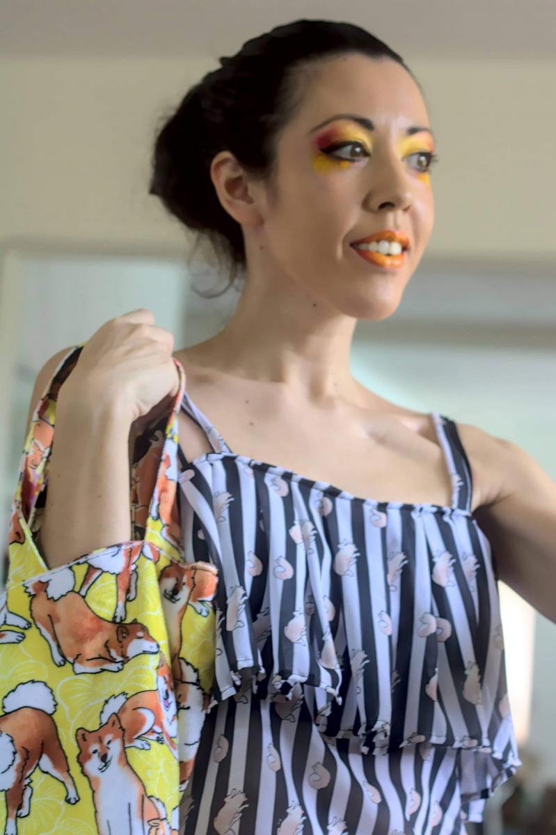 Reversible fuzzy gabber purse (Yellow Breezeley Poses x Blossom Beam) picture