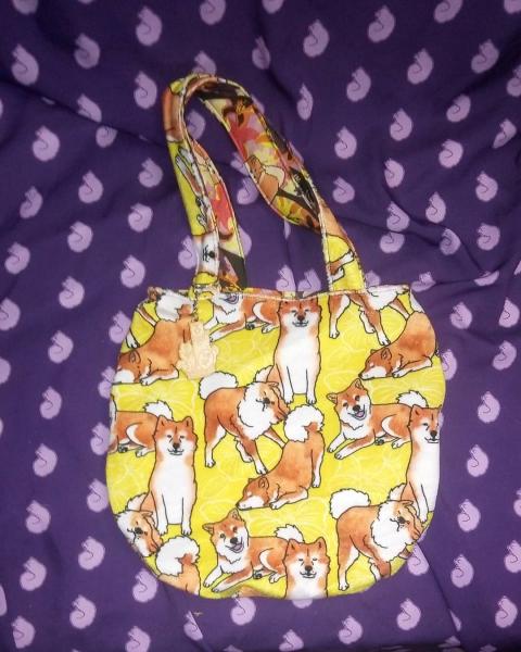 Reversible fuzzy gabber purse (Yellow Breezeley Poses x Blossom Beam)