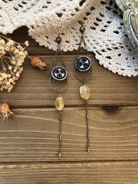 Victorian Button Earrings with Citrine picture
