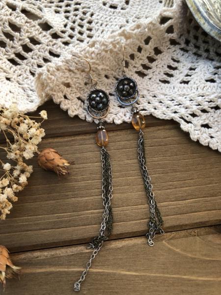 Victorian Button Tassel Earrings picture