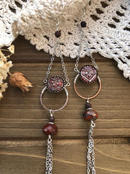 Victorian Button Tassel Earrings picture