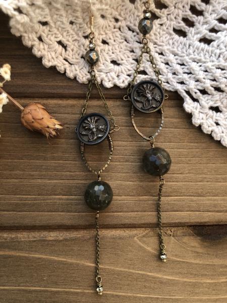 Victorian Button Earrings with Labradorite picture