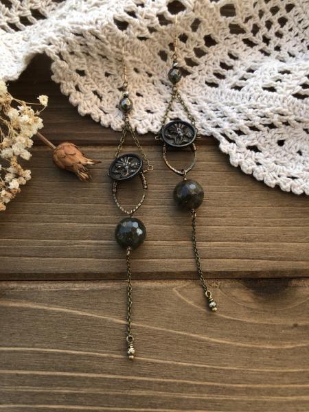 Victorian Button Earrings with Labradorite picture