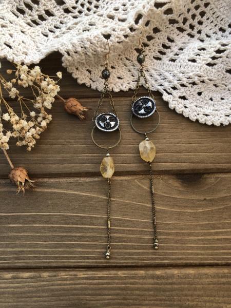 Victorian Button Earrings with Citrine picture