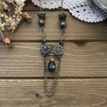 Riveted Steel Cut Victorian Button Drape Necklace