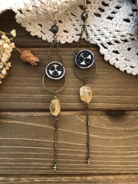 Victorian Button Earrings with Citrine picture