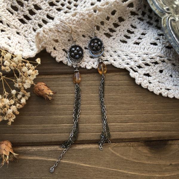 Victorian Button Tassel Earrings