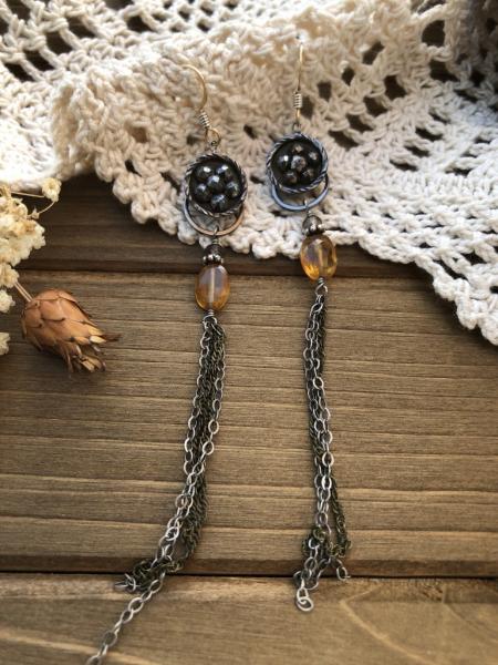 Victorian Button Tassel Earrings picture