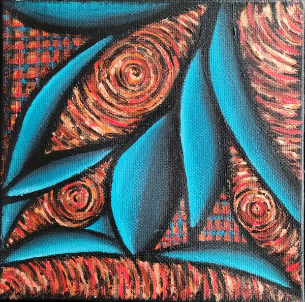 Turquoise Sinewy on Red Vortex 6x6 Mini