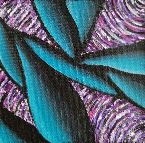 Teal Sinewy on Purple Vortex 4x4 Mini