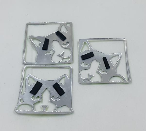 Set of 3 Cat Magnets made out of Recycled Aluminum Cans picture