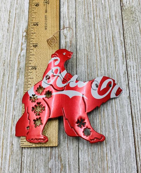 Mamma Polar Bear and Cub  made from Recycled, Repurposed, Upcycled Coca Cola Can, Soda Can Art, Ornament, Gift Tag picture