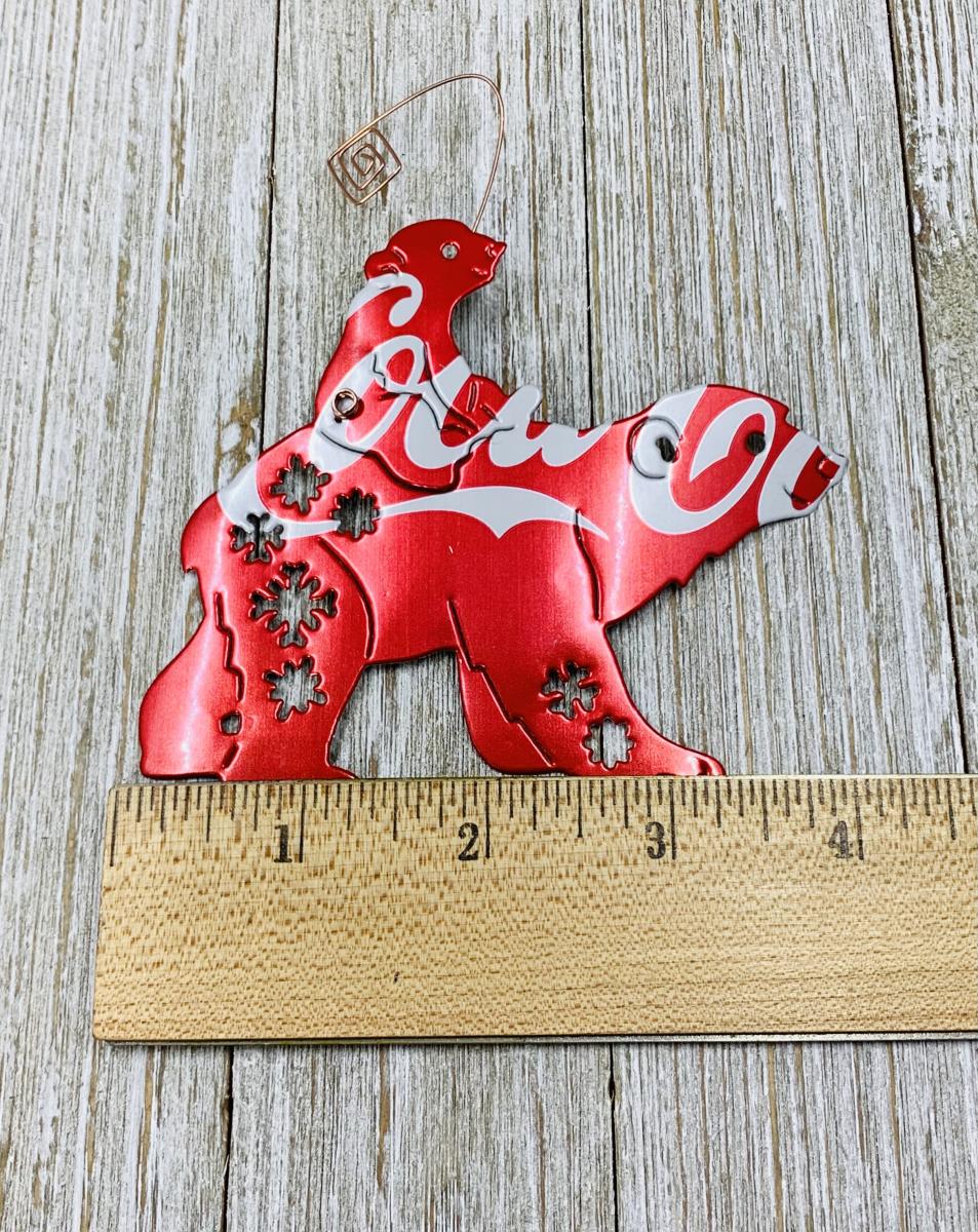 Mamma Polar Bear and Cub  made from Recycled, Repurposed, Upcycled Coca Cola Can, Soda Can Art, Ornament, Gift Tag picture