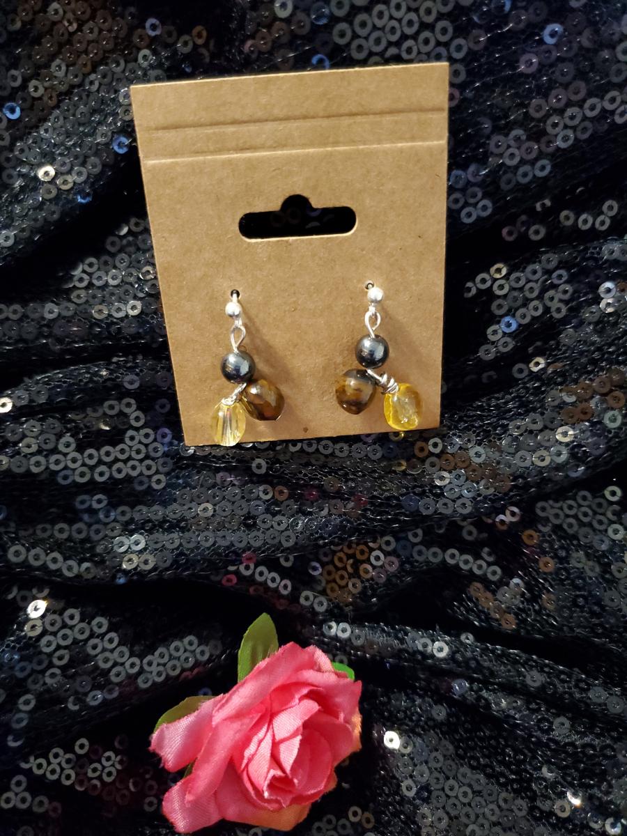 Tiger's Eye/Citrine/Hematite  Earrings picture