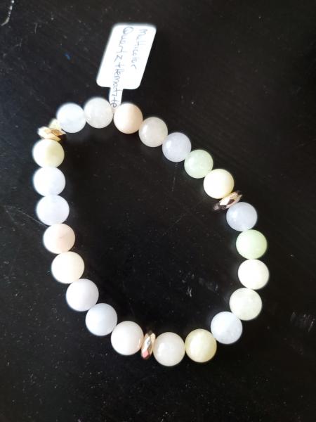 MULTI-COLORED QUARTZ WITH ROSE GOLD HEMATITE BRACELET picture