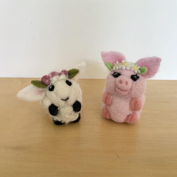 Needle Felted Hedgehog, Lamb or Pig with Headband picture