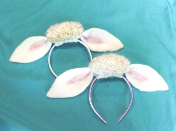 Hand felted Sheep Lamb Ears Headband in White or Black