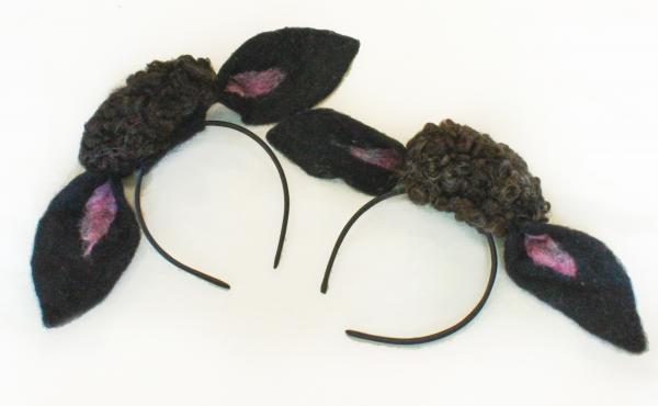 Hand felted Sheep Lamb Ears Headband in White or Black picture