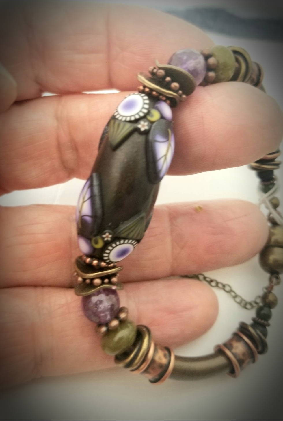 Polymer Onyx Drum Bead Bracelet (sm) picture