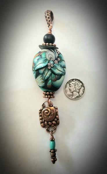 Sculpted Clay Pendant ~copper picture