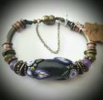 Polymer Onyx Drum Bead Bracelet (sm)