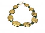 "Turquoise Summer" Necklace in 23-Karat Gold Leaf on Lava, Green Turquoise