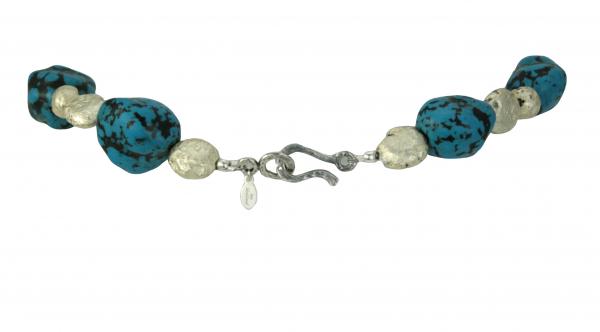 Show Stopper White Gold Leaf on Lava Stone, Turquoise, and Sterling Silver picture