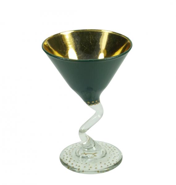 Small Green and Gold Zig-Zag Goblet