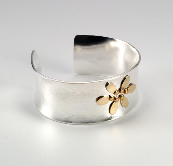 "Fun Flower" Silver, Gold Cuff Bracelet picture