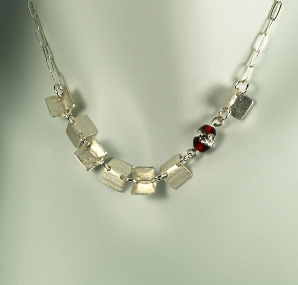 "Enigma" Sterling Silver Fold Form Necklace, Lampwork Czech Glass, 18.5 Inches picture