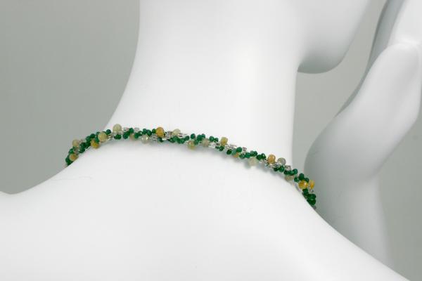 "Falling Leaves" Kumihimo Necklace in Emeralds, Sapphires, Sterling Silver, Ruby and Glass picture