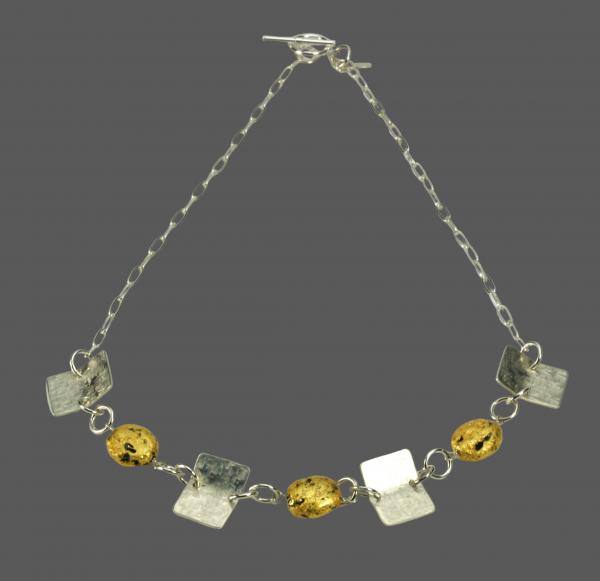 "Great Expectations" Sterling Silver Fold Form Necklace, 23-Karat Gilded Gold on Lava, 21 Inches picture