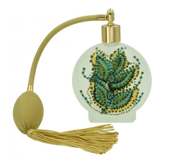 "Green Blossom" Hand-Gilded White Gold Perfume Bottle picture