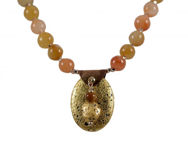 "Ancient Evenings" Necklace in 23-Karat Gold Leaf on Lava, Jade, and Czech Glass picture