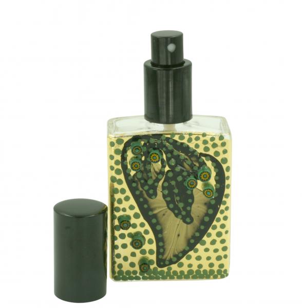 "Green Leaf" Hand-Gilded Gold, Hand-Painted Perfume Bottle picture