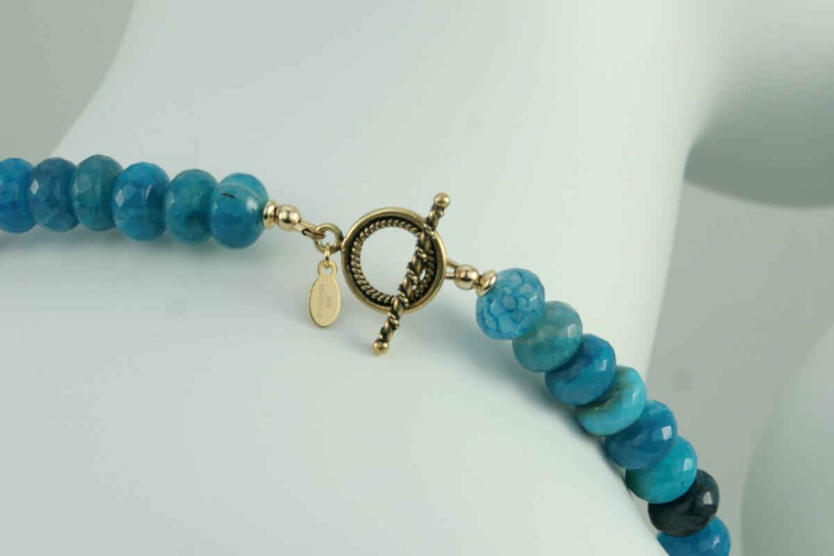 "Rhapsody" 23-Karat Gold Leaf on Lava Stone, Faceted Deep Blue Agate, 14-Karat Gold-Filled Toggle Clasp picture