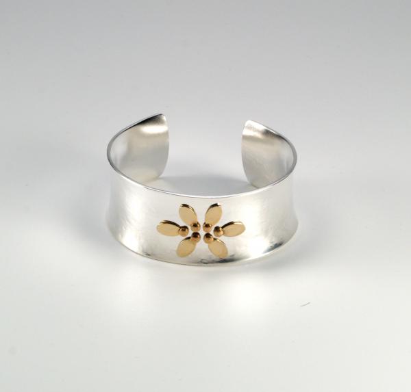 "Fun Flower" Silver, Gold Cuff Bracelet picture