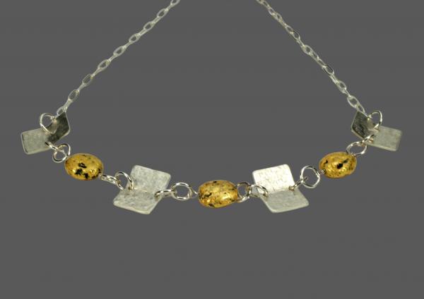 "Great Expectations" Sterling Silver Fold Form Necklace, 23-Karat Gilded Gold on Lava, 21 Inches picture