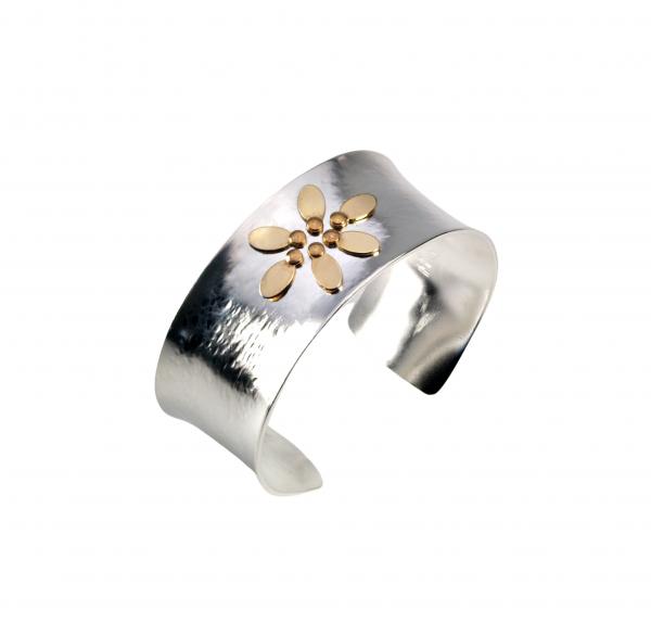 "Fun Flower" Silver, Gold Cuff Bracelet picture